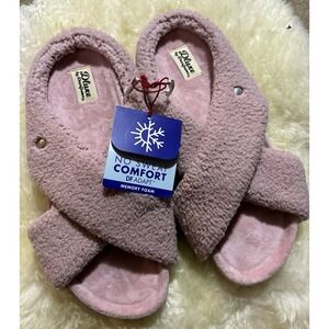 NEW Dluxe by Dearfoams No Sweat Comfort Memory‎ Foam Slippers, XL 11-12